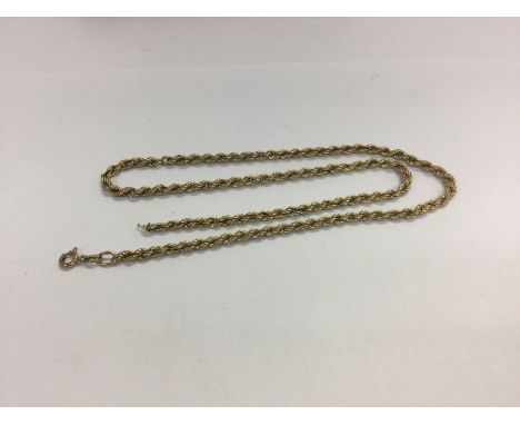 A 9ct gold rope chain (broken clasp). Approx weight 3.73 grams.