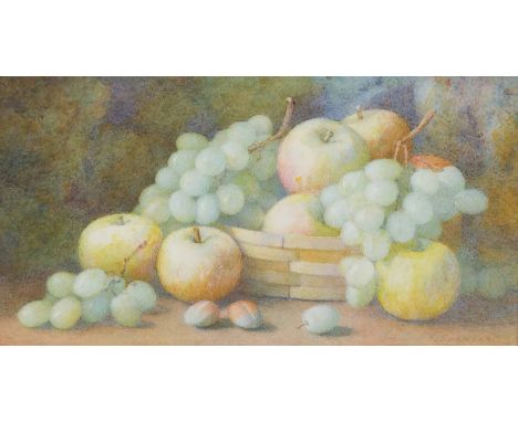 FREDERICK R SPENCER (act 1891 - 1924),SUMMER FRUITSwatercolour on paper, signed17cm x 32cmMounted, framed and under glass