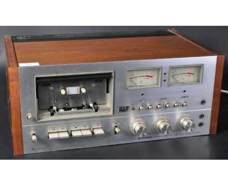 Pioneer -&nbsp;Model CT F9191 - A Hi-Fi 1970's stereo cassette tape deck having polished brushed steel front with teak case s