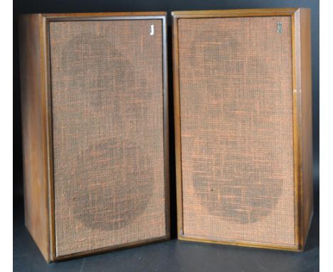 Jensen Sound Laboratories - Model 4 - A matching pair of retro vintage teak cased three way speakers having mesh covered fron