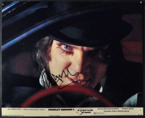 Malcolm McDowell - A Clockwork Orange (Stanley Kubrick) - autographed 8x10" replica lobby card from the cult classic movie. S