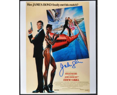 James Bond 007 - John Glen (Editor / Director) - autographed 11x14" A View To A Kill mini-poster. Signed in blue ink to a lig