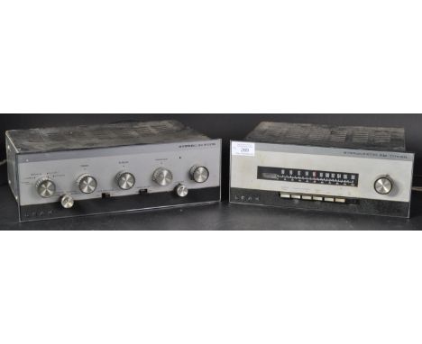Leak - A vintage two part Hi - Fi stacking system comprising a Stereofetic FM Tuner serial No. 70843 and a Stereo 30 Plus Amp