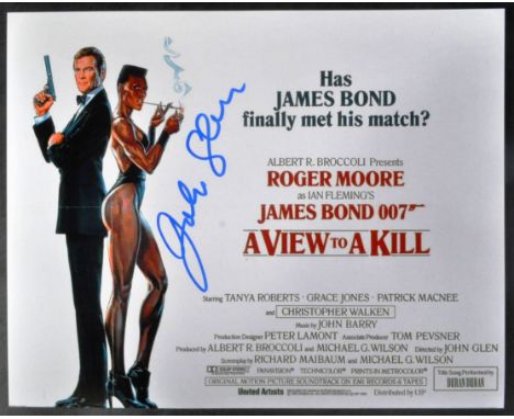 James Bond 007 - John Glen (Editor / Director) - autographed 11x14" A View To A Kill mini-poster. Signed in blue ink to a lig