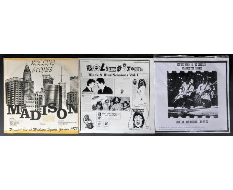 The Rolling Stones and related – A group of three bootleg albums to include Black &amp; Blue Sessions Vol.1 (On coloured marb