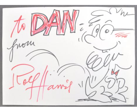 Rolf Harris - Presenter, Artist and Singer / Songwriter - a hand drawn ' Rolfaroo ' sketch self portrait of Harris in typical
