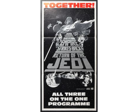 Star Wars - an original vintage c1985 Star Wars triple bill Australian one sheet cinema advertising movie poster. Featuring a