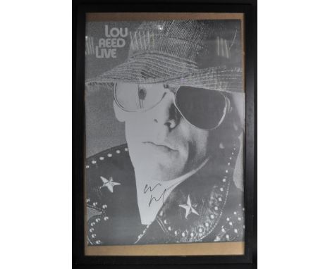 Lou Reed (1942-2013 - American Musician) - Velvet Underground - large autographed poster of Lou Reed Live. Signed in black in