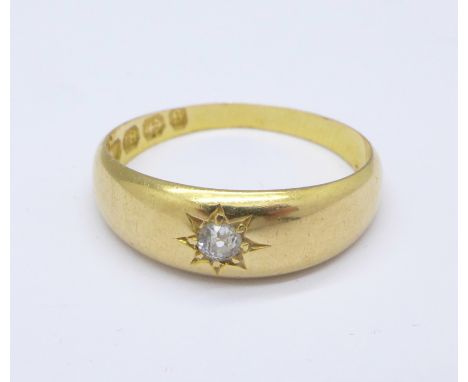 A Victorian 18ct gold and diamond ring, Birmingham 1892, 3.1g, M
