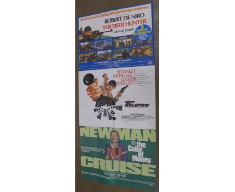 Five film posters; The Deer Hunter - Robert de Niro, Telefon - Charles Bronson, The Color of Money, The Red Baron and The Cha