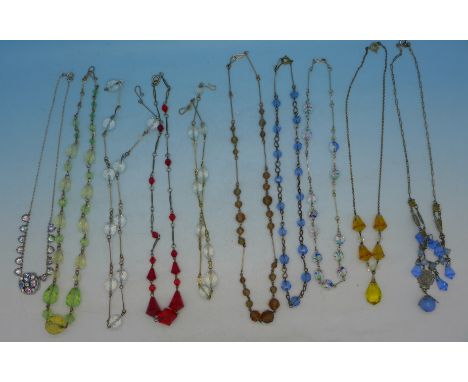 A collection of ten vintage necklets
