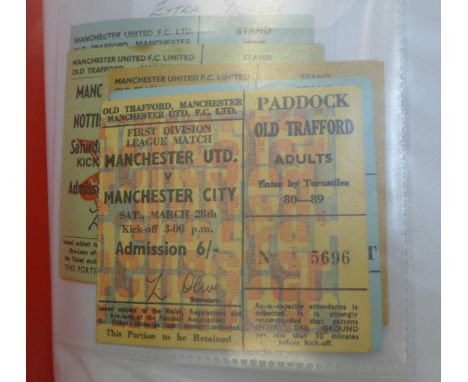 An album of Manchester United football programmes and ticket stubs, 1960's to 1970's including 1968 European Cup games (repro