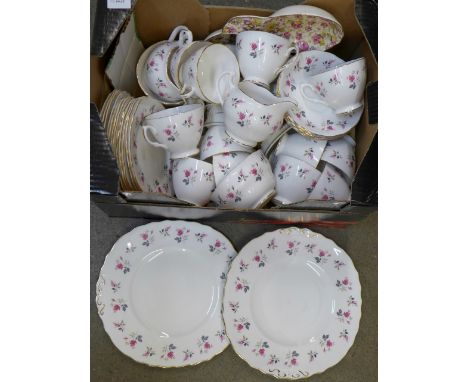 A Royal Osborne tea set, twenty-nine pieces, twelve cups, eleven saucers, tea plates, etc., one cup a/f