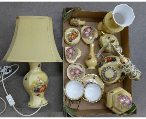 A collection of Aynsley china including a table lamp, telephone, a limited edition vase and Hammersley cup and saucer (x2), b