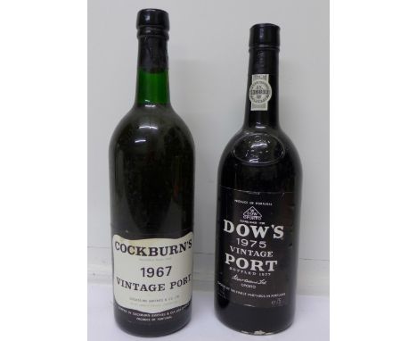 Two bottles of Vintage Port, Dow's 1975 Vintage and 1967 Cockburns
