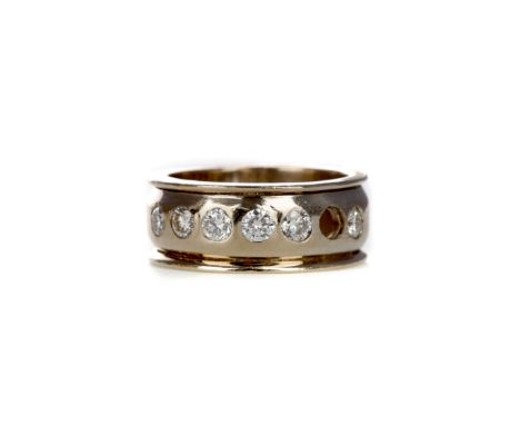 DIAMOND RING, set with six round brilliant cut diamonds, one missing, totalling approximately 0.48 carats, unmarked, size L, 