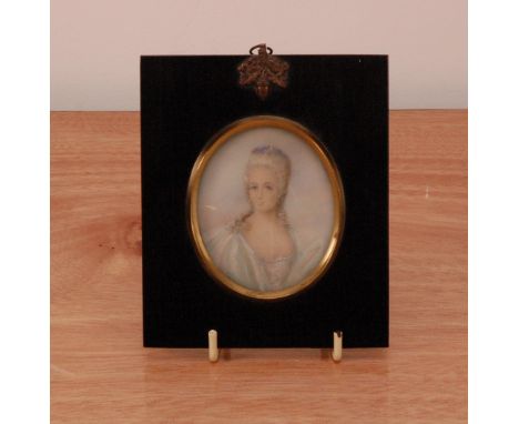 A framed 19th century Portrait Miniature of a lady, in an ebonised frame, by repute of Princess Sophie, frame size 12.5cm x 1