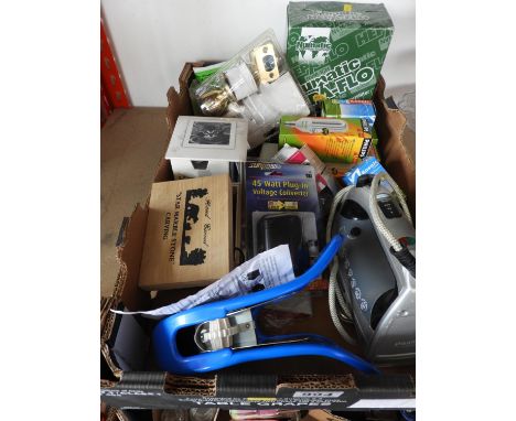 Box of Misc - Steam Iron, Light Bulbs etc 