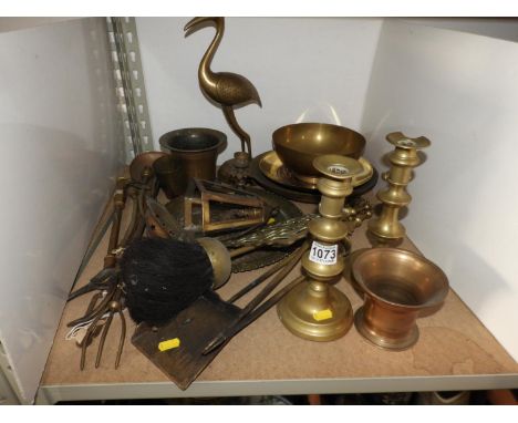 Brassware - Candlesticks, Fire Tools etc 