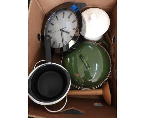 Kitchen Items and Wall Clock 