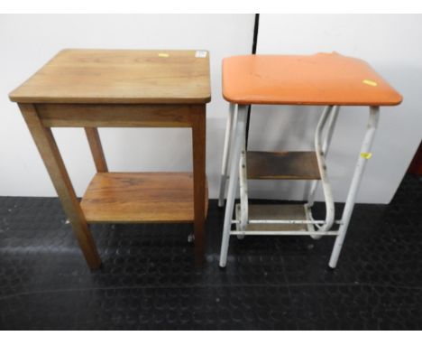 Occasional Table with Shelf under and Stool with Fold Out Steps 