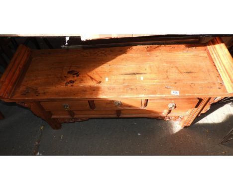 Carved Light Wood Coffee Table with Three Drawers under 