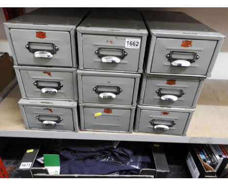 9x Vintage Filing Drawers 