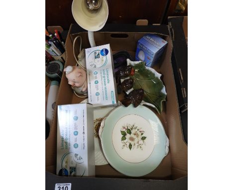 Box of Misc - China, Desk Lamp etc 