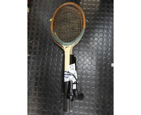 Vintage Tennis Rackets and Walking Stick 