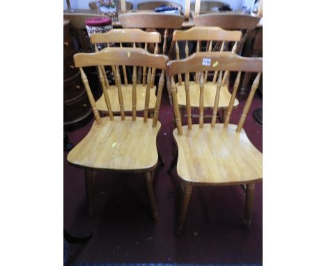 Set of 4x Pine Stick Back Dining Chairs 