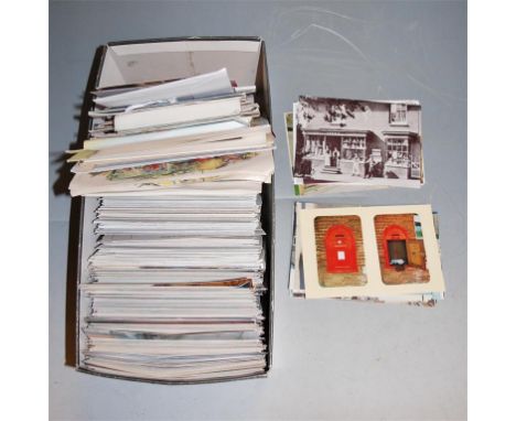 A box of assorted photographs and postcards to include; postboxes and post offices of the British Isles