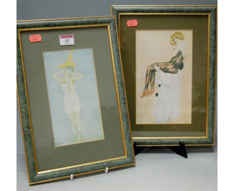 After Kirchner - a pair of reproduction Art Deco prints from Sketch magazine 