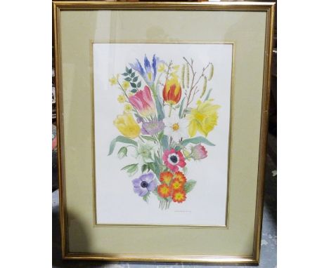 Frances E Smith&nbsp;
Watercolour&nbsp;
Study of a floral spray, signed lower right, four further watercolours&nbsp;of floral