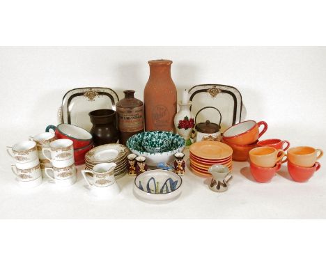 Royal Doulton 'Juno' part tea service, an Aviemore Scotland pottery salt pig, a small Poole pottery bowl, a vintage stoneware