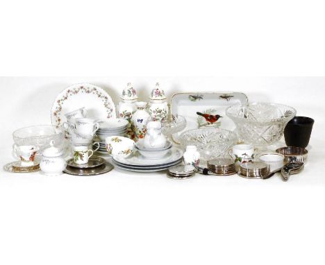 Seltmann Weiden 'Regina' part tea service, a pair of Aynsley 'Pembroke' lidded vases, a Royal Worcester 'Wigornia' cream boat