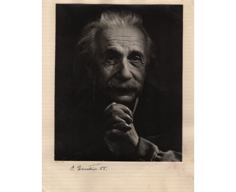 EINSTEIN ALBERT: (1879-1955) German-born Theoretical Physicist, Nobel Prize winner for Physics, 1921. Vintage signed 8 x 10 p
