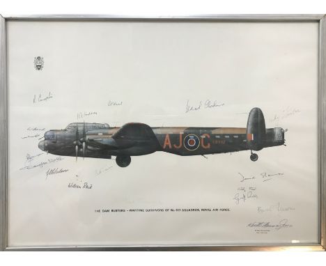 DAMBUSTERS THE: A colour 20 x 14 Limited Edition print of an Avro Lancaster aircraft of 617 Squadron (ED932 AJ-G, being the b