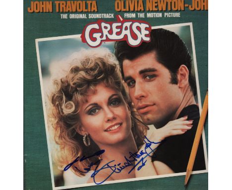 GREASE: Signed double album record sleeve by both John Travolta (Danny Zuko) and Olivia Newton-John (Sandy Olsson) individual