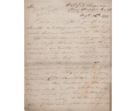 GRAFTON DUKE OF: (1735-1811) British Prime Minister 1768-70. A scarce A.L.S., Grafton, three pages, 4to, Wakefield Lodge, nea