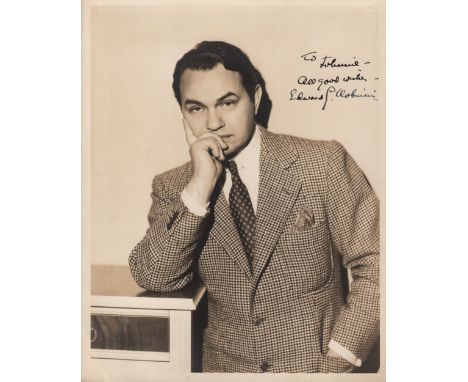 ROBINSON EDWARD G.: (1893-1973) American Actor, Academy Award winner. A good vintage signed and inscribed sepia 8 x 10 photog