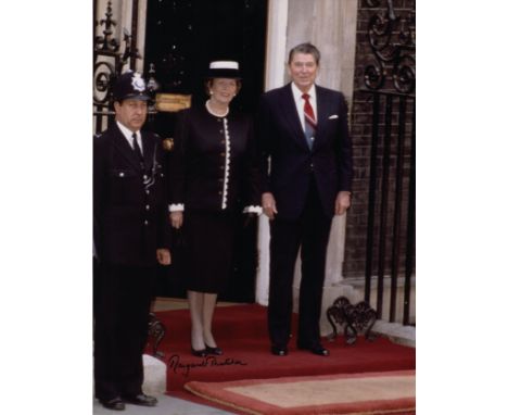 THATCHER MARGARET: (1925-2013) British Prime Minister 1979-90. Signed colour 11 x 14 photograph of Thatcher standing in a ful