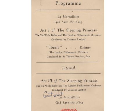 BALLET: An attractive decorative printed folio programme for a State Performance of The Sleeping Princess by the Vic-Wells Ba