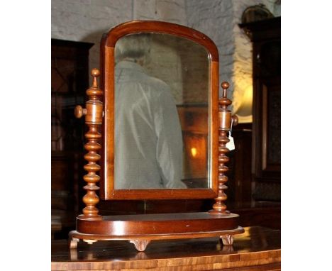 Victorian toilet mirror with bobbin turned supports 