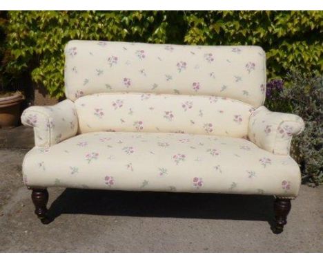 Petite Edwardian sofa settee with turned legs 