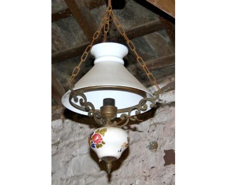 Vintage hanging lamp with glass shade 