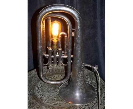 World War I military euphonium lamp - manufactured by Hawkes &amp; Son, of Denman Street, Piccadilly Circus, London shortly b