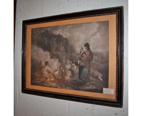 Early 19th C George Moreland coloured lithograph, original Hogarth frame