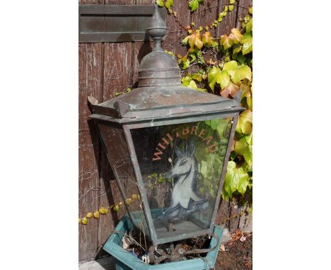 Victorian copper street lamp advertising Whitbread (ales) ? an early and possibly unique example of breweriana