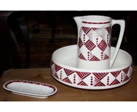 C1920s French art deco jug and basin 