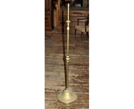 Edwardian brass standard lamp with telescopic upper section 